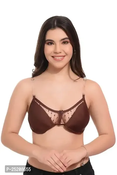 LILYSILK Light Padded Wired3/4th Coverage Sexy Mesh Fashion Bra with Detachable Strap