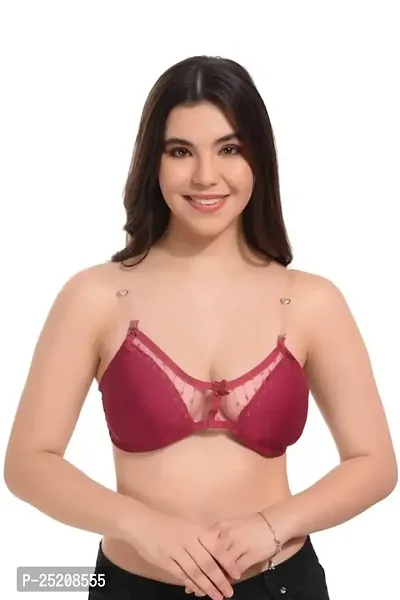LILYSILK Light Padded Wired3/4th Coverage Sexy Mesh Fashion Bra with Detachable Strap-thumb0