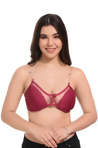 LILYSILK Light Padded Wired3/4th Coverage Sexy Mesh Fashion Bra with Detachable Strap