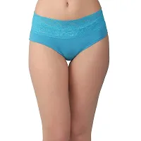 LilySilk Women Mid Waist Hipster Panty with Cotton Lace Panel (Non Fading,Strechable,Light Weight,Absorbent,Odourfree) (Green, Blue  Beige,)-thumb3