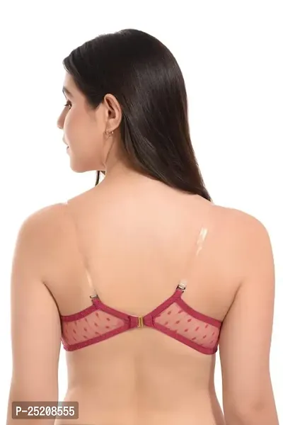 LILYSILK Light Padded Wired3/4th Coverage Sexy Mesh Fashion Bra with Detachable Strap-thumb2