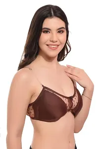 LILYSILK Light Padded Wired3/4th Coverage Sexy Mesh Fashion Bra with Detachable Strap-thumb2