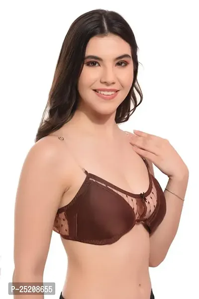 LILYSILK Light Padded Wired3/4th Coverage Sexy Mesh Fashion Bra with Detachable Strap-thumb3