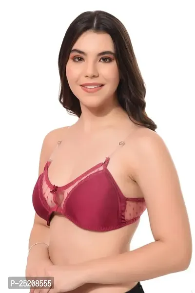 LILYSILK Light Padded Wired3/4th Coverage Sexy Mesh Fashion Bra with Detachable Strap-thumb4