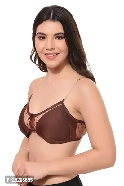 LILYSILK Light Padded Wired3/4th Coverage Sexy Mesh Fashion Bra with Detachable Strap-thumb4