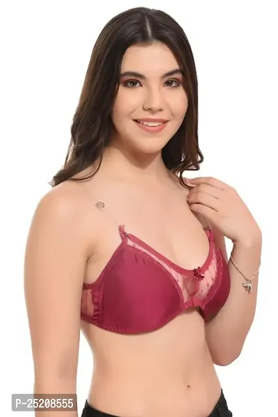 LILYSILK Light Padded Wired3/4th Coverage Sexy Mesh Fashion Bra with Detachable Strap-thumb3