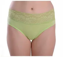 LilySilk Women Mid Waist Hipster Panty with Cotton Lace Panel (Non Fading,Strechable,Light Weight,Absorbent,Odourfree) (Green, Blue  Beige,)-thumb1