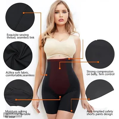 Womens Cotton Lycra Tummy Control 4-in-1 Blended High Waist Tummy and Thigh Shapewear-thumb2