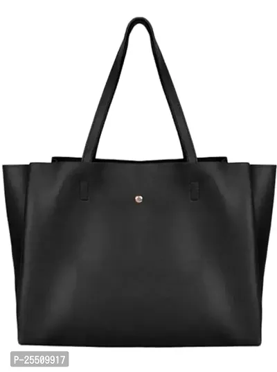 Stylish Black PU Solid Handbags For Women-thumb0