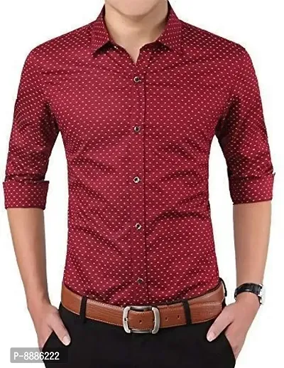 Classic Cotton Blend Polka Dotted Casual Shirts for Men-thumb0