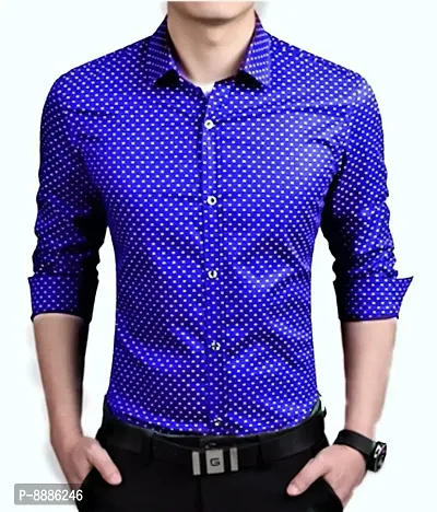 Classic Cotton Blend Polka Dotted Casual Shirts for Men-thumb0