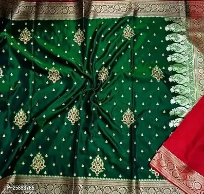 Classic Cotton Silk Saree with Blouse piece For Women-thumb0