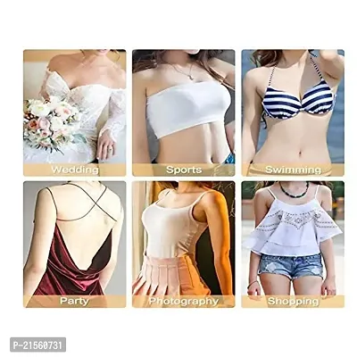 Trendy Look Bra Tape, Magic Double Sided Invisible Stickers Tape One-Off Body Clothing Bra Strip 18mm*80mm (White / 36Pcs) Multipal Use.-thumb5