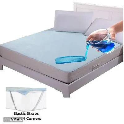 Rite Clique Waterproof Bedsheet Mattress Protector Sheet, Blue, 6x6.5 Feet, King Double Bed Size-thumb2