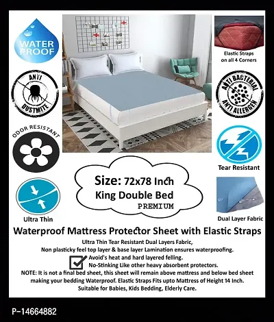 Rite Clique Waterproof Bedsheet Mattress Protector Sheet, Grey, 6x6.5 Feet, King Double Bed Size-thumb0
