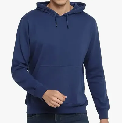 Stylish Dark Solid Long Sleeves Hooded Sweatshirt For Men