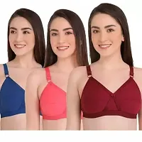 Stylish Multicoloured Cotton Solid Bras For Women Pack Of 3-thumb1