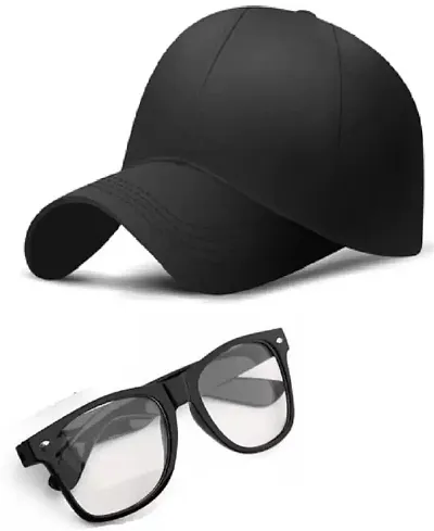 Embroidered, Self Design, Solid Sports/Regular Cap Sunglass Pack of 2 Black