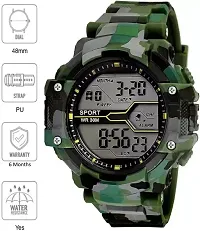 Green Army Multi-Function Alrm, Stop Watch Functionality Sports Watch Military Green Army Camouflage Sport Water&Shock Resistance Alarm Watch Wrist Digital Watch - for Boys-thumb1