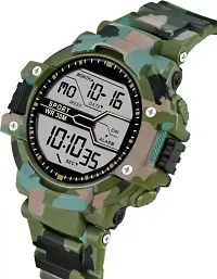 Green Army Multi-Function Alrm, Stop Watch Functionality Sports Watch Military Green Army Camouflage Sport Water&Shock Resistance Alarm Watch Wrist Digital Watch - for Boys-thumb3