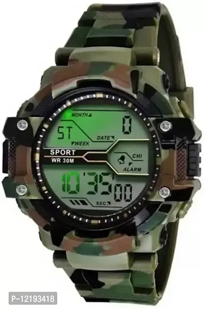 Green Army Multi-Function Alrm, Stop Watch Functionality Sports Watch Military Green Army Camouflage Sport Water&Shock Resistance Alarm Watch Wrist Digital Watch - for Boys