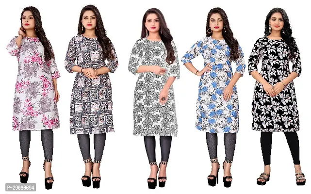 Classic Crepe Printed Kurti for Women, Pack of 5