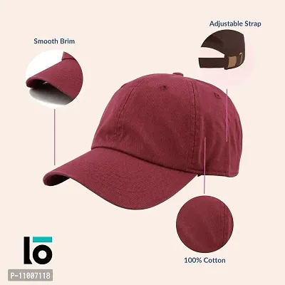 lowercase Unisex Cotton Cap (L-CAP-BASEBALL_Maroon_Free Size)-thumb2