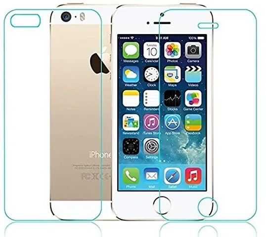 Vizio 9H Hardness Unbreakable Front and Back Tempered Glass/Screen Guard for Apple Iphone 5S (Front & Back) with Edge to Edge Full Screen Coverage