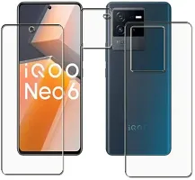 VIZIO 9H Hardness 11D Unbreakable Tempered Glass/Matte Screen Guard/Protector designed for IQOO NEO 6 (Front  Back) Tempered Glass FREE Thumb Sleeves (Pair of 4) Black-thumb1