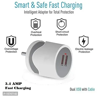 Power Hub Fast Charger With 3 4 Amp 5V Dual Usb Port Fast Charging Data Cable Wall Charger Pack Of 2-thumb2