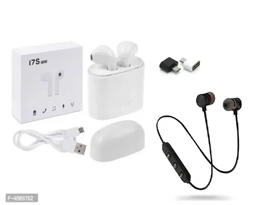 VZ Amazing Combo Of Double i7+Data Cable+Magnet Bluetooth Earphone+2OTG