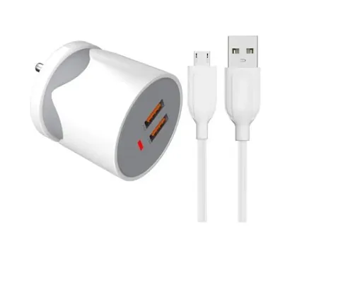 Vizio Fast Charger Power Hub Wall Charger with 3.4 AMP/5V Dual USB Port  Fast Charging Data Cable (Pack Of 1)-thumb0