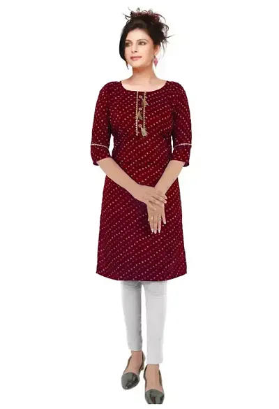 Stylish Rayon Printed Straight Kurtis