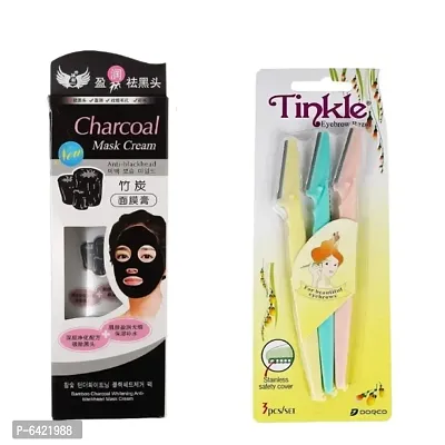 Activated Peel Off Black Mask Face Pack with Activated Charcoal Deep Skin Cleansing Face Pack With 3Pcs. Tinkle razor-thumb0