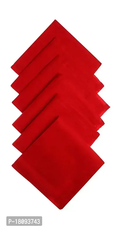 VT VIRTUE TRADERS Men's Premium Cotton Plain/Solid Handkerchief (MADE IN INDIA) (6, RED)-thumb0