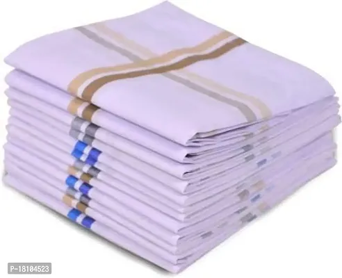 VT VIRTUE TRADERS Men's Premium Cotton Plain/Solid Handkerchief (MADE IN INDIA) (6, WHITE (S))