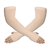 VT VIRTUE TRADERS Let's slim UV Fingerless Full Hand Sleeves for Men's and Women's Driving Gloves-thumb2