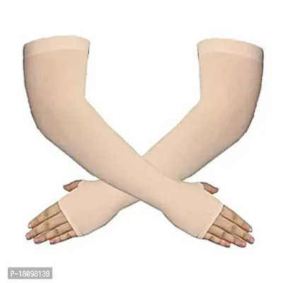VT VIRTUE TRADERS Let's slim UV Fingerless Full Hand Sleeves for Men's and Women's Driving Gloves-thumb3