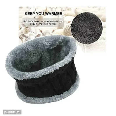 VT VIRTUE TRADERS Warm Winter Knitted Neck Scarf/Warmer/Muffler for Men  Women (Black)-thumb2