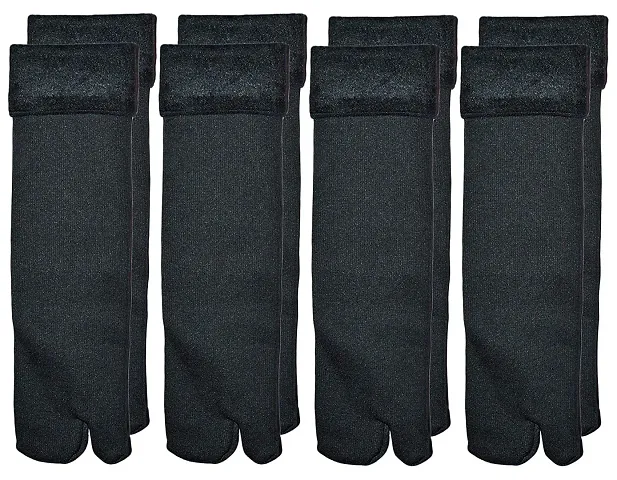 VT VIRTUE TRADERS Winter Thermal Fleece Toe Dark Colour Wool Heavy Duty Warm Ankle Length Socks Women/Men/Girls Winter Socks (Set of 4 Pairs)