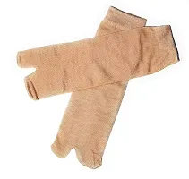 VT VIRTUE TRADERS Women's Beige Coloured Cotton Plain Ankle Length with Thumb Winter Socks -(Pack of 3 Pairs)-thumb2