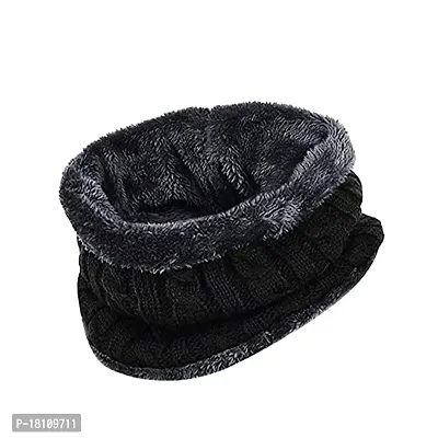 VT VIRTUE TRADERS Men and Women's Fur Warm Winter Knitted Neck Scarf/Warmer/Muffler (Black)