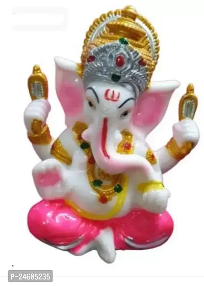 Acrylic Unbreakable Lord Ganesha Sitting Decorative Pooja Figurine, lrm;Medium, Multicolour, 1 Piece