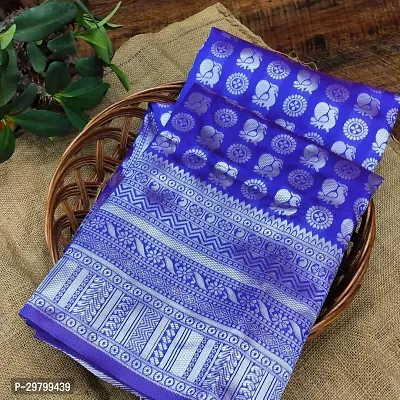 Stylish Art Silk Blue Jacquard Saree With Blouse Piece-thumb0