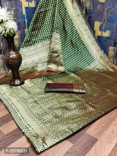 Stylish Art Silk Dark Green Jacquard Saree With Blouse Piece-thumb0