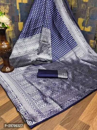 Stylish Art Silk Blue Jacquard Saree With Blouse Piece-thumb0