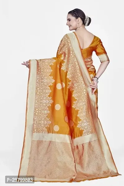 Stylish Art Silk Yellow Jacquard Saree With Blouse Piece-thumb2