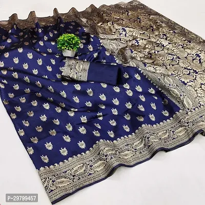 Stylish Art Silk Blue Jacquard Saree With Blouse Piece-thumb0