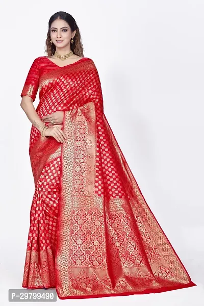 Stylish Art Silk Red Jacquard Saree With Blouse Piece-thumb0