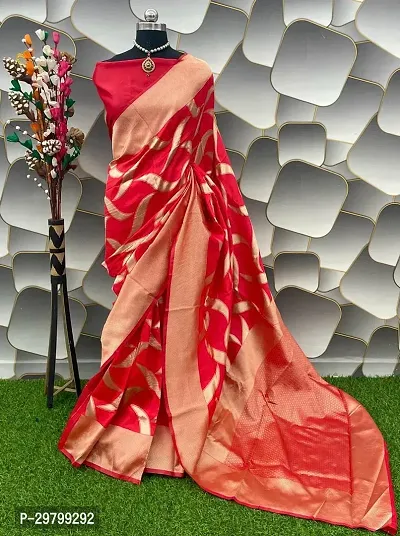 Stylish Art Silk Red Jacquard Saree With Blouse Piece-thumb0